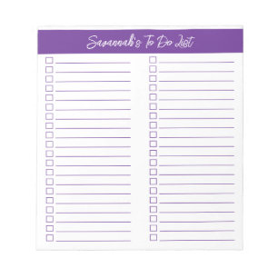Script Modern Paars Checklist met Twee Kolommen Notitieblok