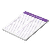 Script Modern Purple Two Column Checklist Notitieblok (Gedraaid)
