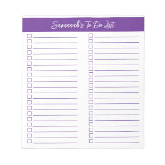 Script Modern Purple Two Column Checklist Notitieblok