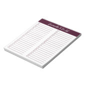 Script Modern Red Brown Two Column Checklist Notitieblok (Gedraaid)