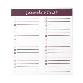 Script Modern Red Brown Two Column Checklist Notitieblok