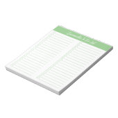 Script Modern Sagegroene Tweecoloms Checklist Notitieblok (Gedraaid)