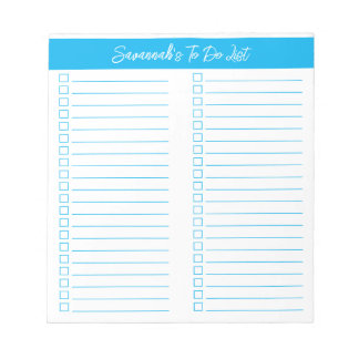 Script Modern Sky Blue Two Column Checklist Notitieblok