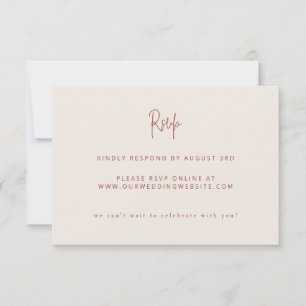 Script Modern Terracotta & Cream Wedding Website RSVP Kaartje