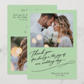 Script Modern Wedding 2 Photos Thank You Card Bedankkaart (Voorkant / Achterkant)