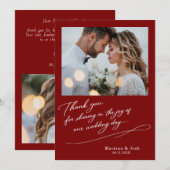 Script Modern Wedding 2 Photos Thank You Card Bedankkaart (Voorkant / Achterkant)