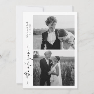 Script Modern Wedding 2 Photos Thank You Card Bedankkaart