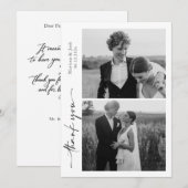Script Modern Wedding 2 Photos Thank You Card Bedankkaart (Voorkant / Achterkant)