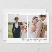 Script Modern Wedding 2 Photos Thank You Card Bedankkaart (Voorkant)