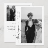 Script Modern Wedding 2 Photos Thank You Card Bedankkaart (Voorkant / Achterkant)