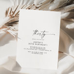 Script moderne 30e anniversaire de fête Invitation<br><div class="desc">Ce script moderne 30e anniversaire invitation est parfait pour une fête d'anniversaire minimaliste. Le design simple en noir et blanc présente une typographie industrielle unique avec style boho moderne. Personnalisable dans n'importe quelle couleur. Gardez le design minimal et élégant, en l'état, ou personnalisez-le en ajoutant vos propres graphiques et artwork....</div>