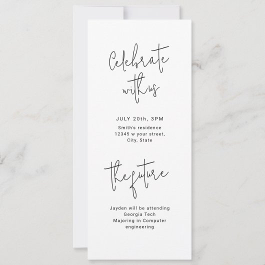 Script moderne 3 Faire-part de graduation photo (Dos)