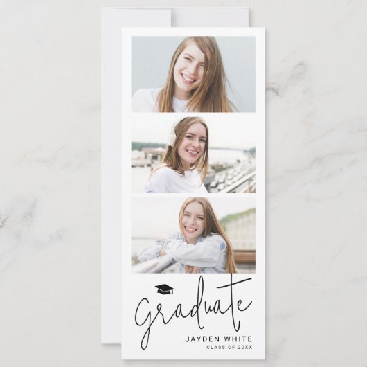 Script moderne 3 Faire-part de graduation photo (Devant)