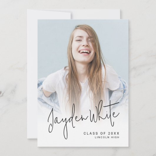 Script moderne 4 Faire-part de graduation photo (Devant)