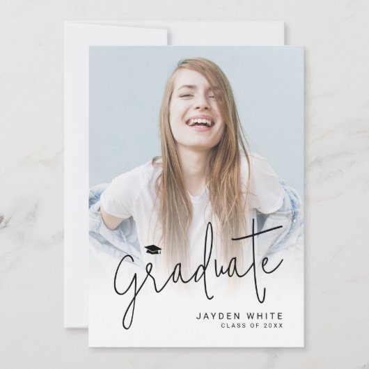 Script moderne 4 Faire-part de graduation photo (Devant)