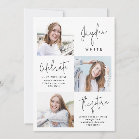 Script moderne 4 Faire-part de graduation photo (Dos)