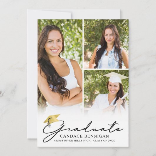 Script moderne 4 Faire-part de graduation photo (Devant)