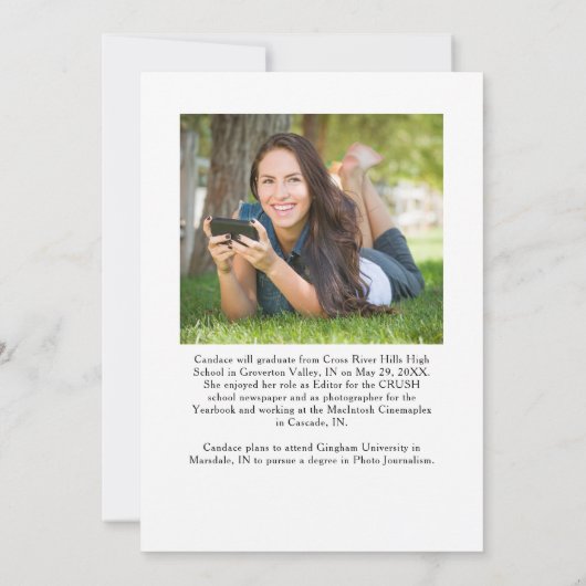 Script moderne 4 Faire-part de graduation photo (Dos)