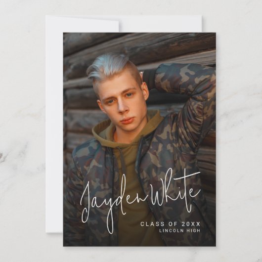 Script moderne 4 Faire-part de graduation photo (Devant)