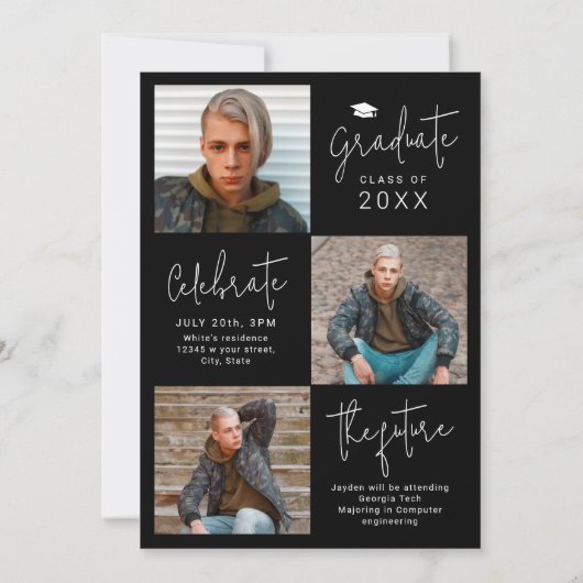 Script moderne 4 Faire-part de graduation photo (Dos)