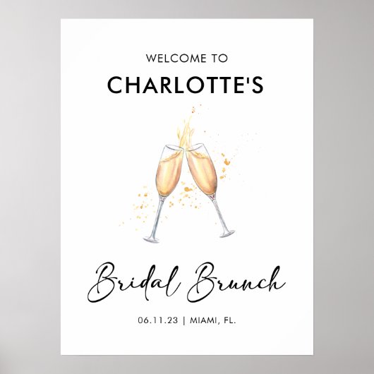 Script moderne | Affiche de bienvenue de brunch nu (Devant)