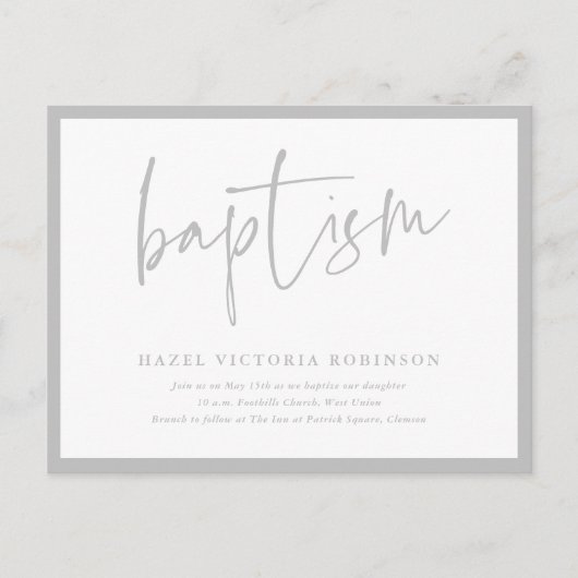 Script moderne Baptême & Christening Invitation (Devant)