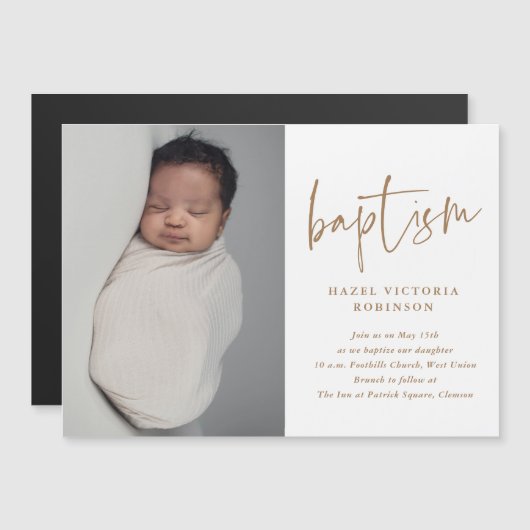 Script moderne Baptême & Christening Invitation (Devant / Derrière)