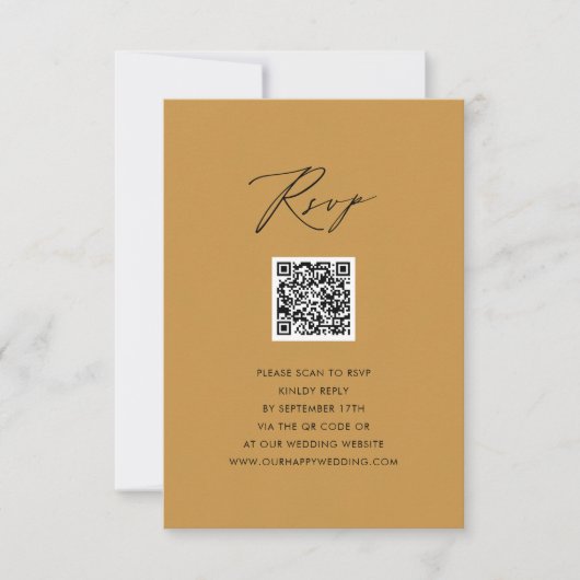Script moderne Beige élégant QR Wedding RSVP (Devant)