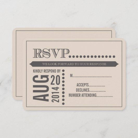 Script moderne Beige & Grey Wedding RSVP (Devant / Derrière)