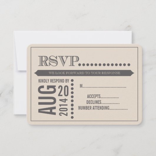 Script moderne Beige & Grey Wedding RSVP (Devant)