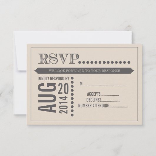 Script moderne Beige & Grey Wedding RSVP (Devant)