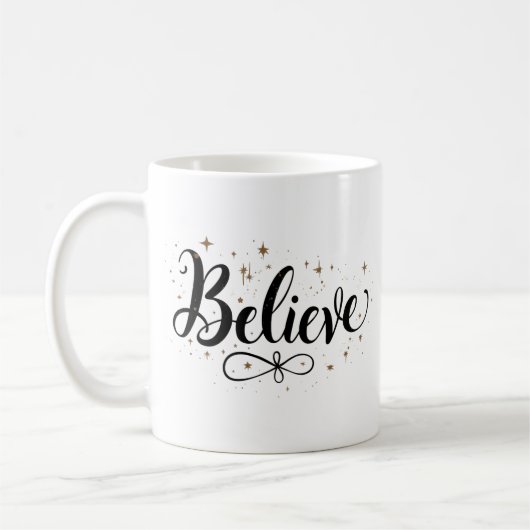 Script moderne "Believe" Café de Noël Mug (Gauche)