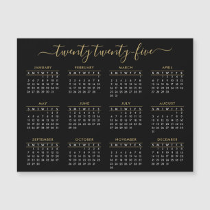 Script moderne Black Gold 2023 Calendrier Magnet