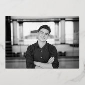 Script moderne Bleu Argent Faire-part de graduatio (Verso)