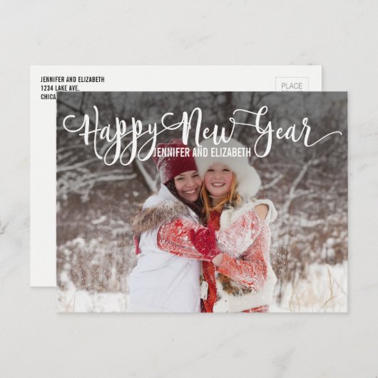 Script moderne Bonne carte postale photo du Nouvel (Devant / Derrière)