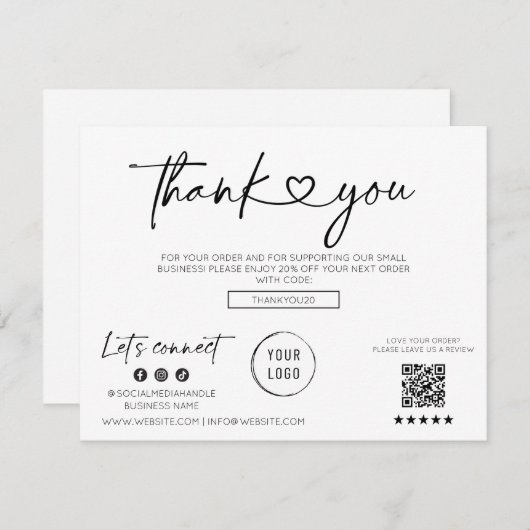 Script moderne Carte de remerciements de police de (Devant / Derrière)