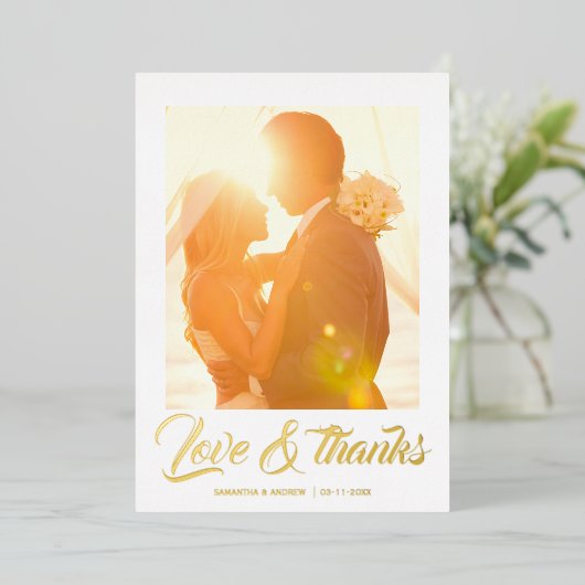 Script moderne carte de remerciements mariage pers (Debout devant)