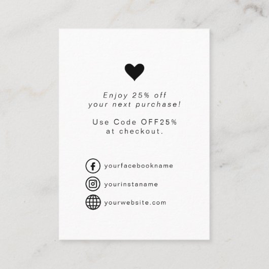 Script moderne Carte de remerciements pour petites (Dos)