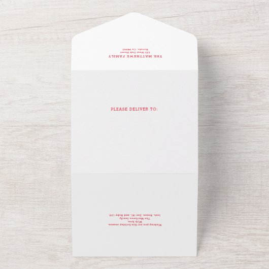 Script moderne Carte photo de vacances blanc et ro (Dehors)