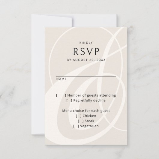 Script moderne Champagne Ampersand Wedding RSVP (Devant)