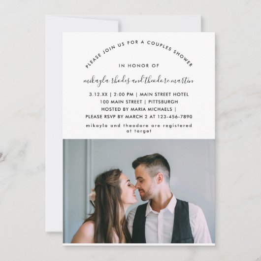 Script moderne Couples Douche Photo Invitation (Devant)