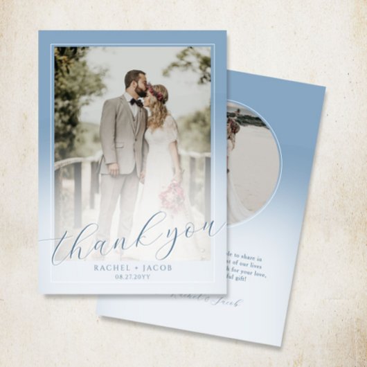 Script moderne Dusty Bleu Merci Mariage 2 Photo