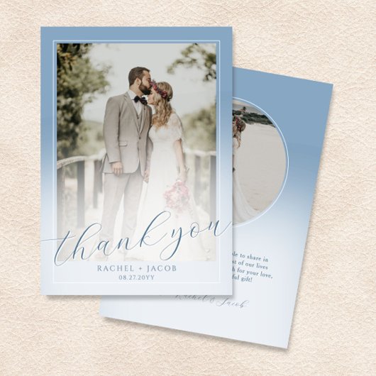 Script moderne Dusty Bleu Merci Mariage 2 Photo