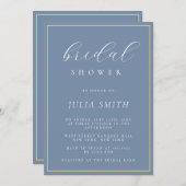Script moderne Dusty Blue Bridal Shower Invitation (Devant / Derrière)