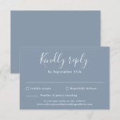 Script moderne Dusty Blue Budget Wedding Carte RSV (Devant / Derrière)