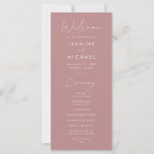Script moderne Dusty Rose Wedding Programme (Devant)