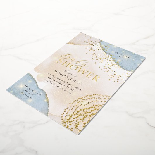 Script moderne Elegant Baby shower Foil Invitation (Rotation)