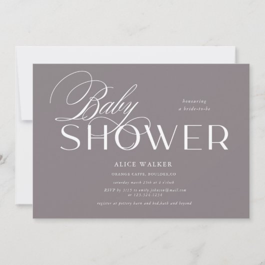 Script moderne Elegant Baby shower Invitation (Devant)