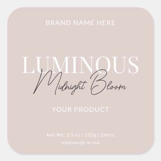 Script moderne élégant Étiquette de produit Beige (Devant)