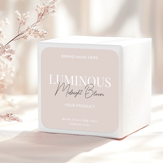 Script moderne élégant Étiquette de produit Beige